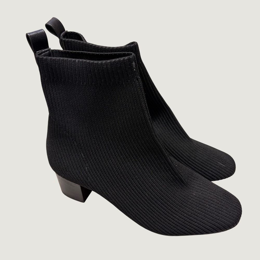 Joie Neely Ribbed Stretch Knit Ankle Boot Black 8 Sock Boots Minimalist Capsule